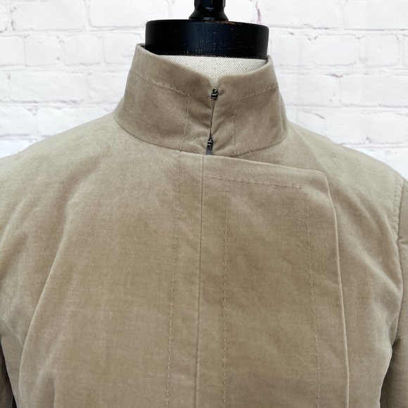 Theory Beige Hi Neck Military Fitted Crop Jacket - SIze 6 - Picture 3 of 14